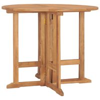 vidaXL طاولة سفرة حديقة قابلة للطي بقطر 90×75 سم خشب ساج صلب
