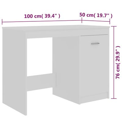 vidaXL مكتب أبيض100×50×76 سم خشب مضغوط