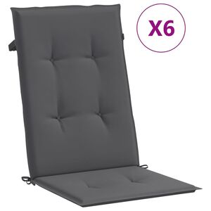 vidaXL وسائد كرسي حديقة 6 ق أنثراسيت 120&times;50&times;3 سم