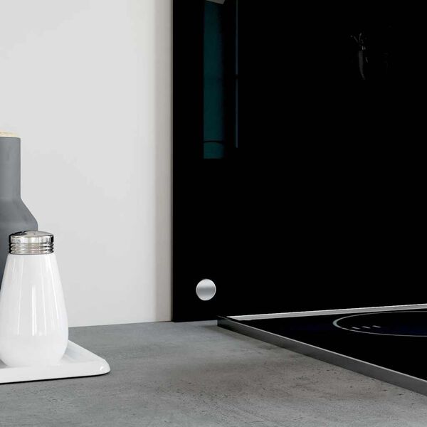 vidaXL لوح باكسبلاش للمطبخ أسود 80×40 سم زجاج مقسى