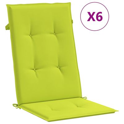 vidaXL وسائد كرسي حديقة 6 ق أخضر ساطع 120×50×3 سم