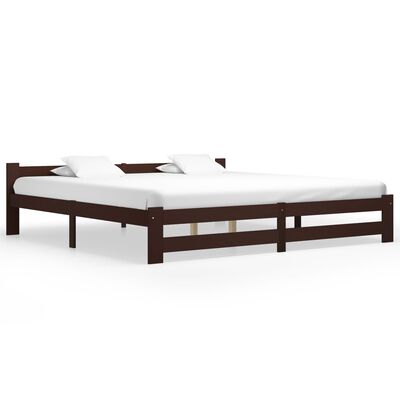 vidaXL إطار سرير بني داكن خشب صنوبر صلب 200×200 سم