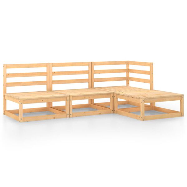 vidaXL عدد 4 قطع طقم جلسة حديقة خشب صنوبر صلب