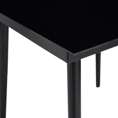 vidaXL طاولة سفرة حديقة أسود 140×70×74 سم فولاذ وزجاج