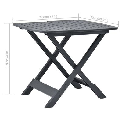 vidaXL طاولة حديقة قابلة للطي أنثراسيت 79×72×70 سم بلاستيك