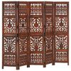 vidaXL مقسم غرف نحت يدوي 5 ألواح 165x200 سم خشب مانجو صلب بني