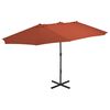 44872 vidaXL Outdoor Parasol with Aluminium Pole 460x270 cm Terracotta - Untranslated