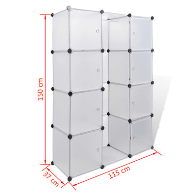 vidaXL خزانة مقسمة إلى 12 قسم 37×115×150 سم أبيض