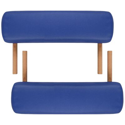 vidaXL طاولة مساج زرقاء قابلة للطي 3 أقسام بإطار خشبي