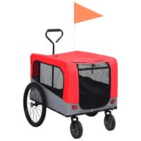 vidaXL 92440 vidaXL 2-in-1 Pet Bike Trailer & Jogging Stroller Red and Grey