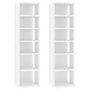 vidaXL خزانات أحذية 2ق لون أبيض 102x27x27,5 سم خشب صناعي