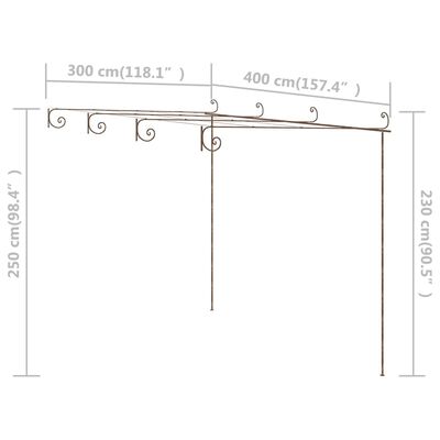 vidaXL تعريشة حديقة ذات طراز عتيق بني 4×3×2.5 م حديد