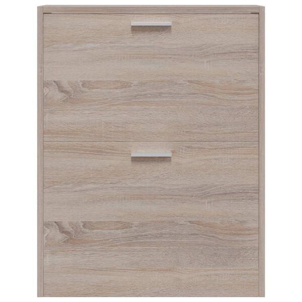 241243 خزانة أحذية خشبية بمظهر خشب البلوط مع 2 حجيرات