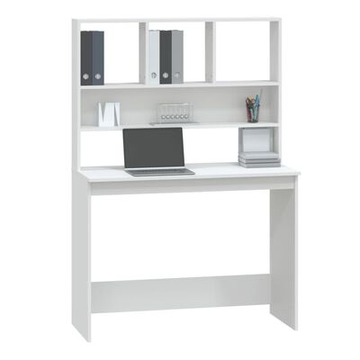 vidaXL مكتب ذو رفوف لون أبيض 102×45×148 سم خشب صناعي