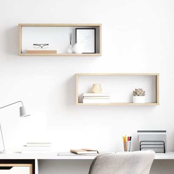 vidaXL رفوف جدارية مكعبة 2 ق سونوما أوك 60&times;15&times;23 سم خشب صناعي