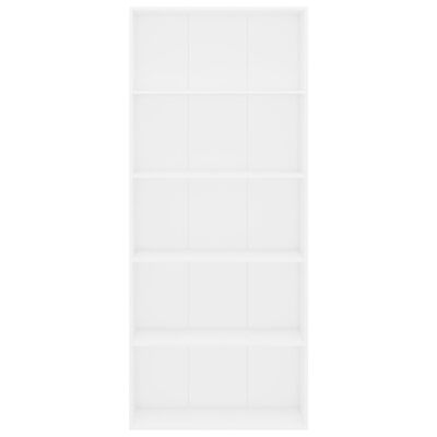 vidaXL خزانة كتب 5 طبقات أبيض 80×30×189 سم خشب حبيبي