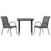 vidaXL طقم سفرة حديقة 3ق أسود فولاذ وتكستيلين