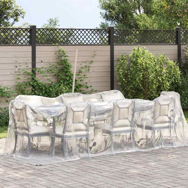 vidaXL قماش مشمع شفاف مزود بفتحات تثبيت، 2 &times; 4 متر، مصنوع من البولي إيثيلين