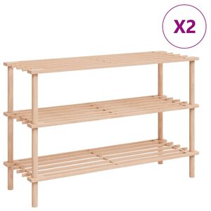 vidaXL رفوف أحذية 3 طبقات 2 ق خشب تنوب صلب