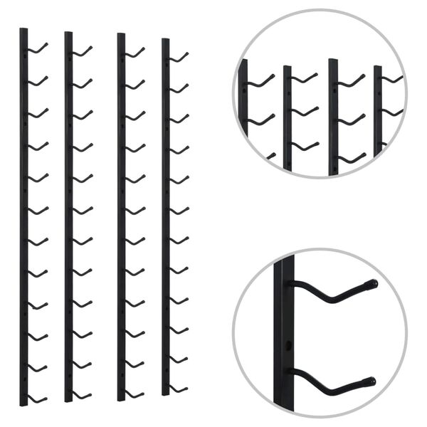 vidaXL حاملات نبيذ مثبتة على الحائط متسعة لـ 12 قارورة 2 ق حديد أسود