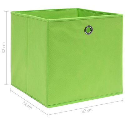 vidaXL صناديق تخزين 10 ق أخضر 32×32×32 سم قماش