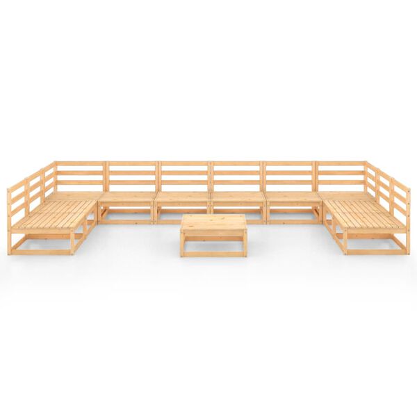 vidaXL عدد 11 قطعة طقم جلسة حديقة خشب صنوبر صلب