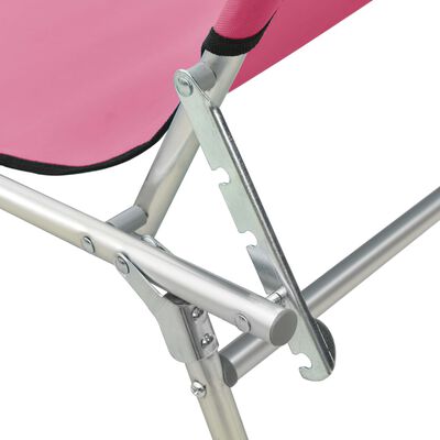 vidaXL كرسي تشمس قابل للطي مع مظلة فولاذ وردي ماجنتو