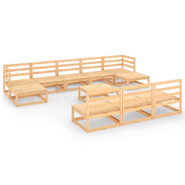 vidaXL عدد 11 قطعة طقم جلسة حديقة خشب صنوبر صلب