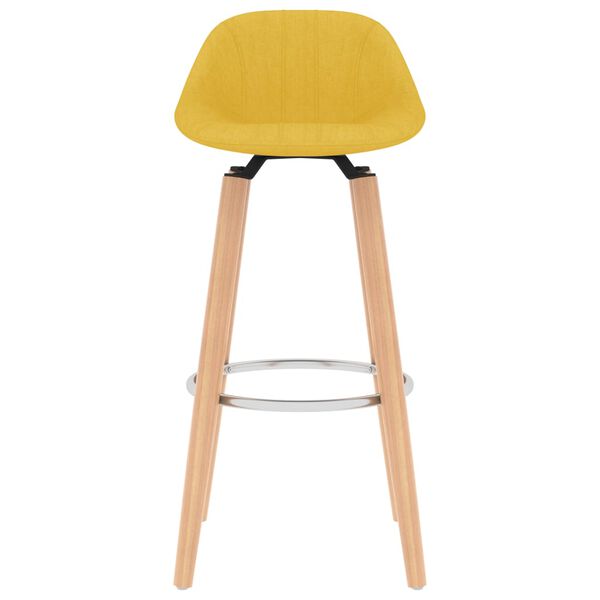 vidaXL مقاعد بار 2 ق قماش أصفر مسطردة