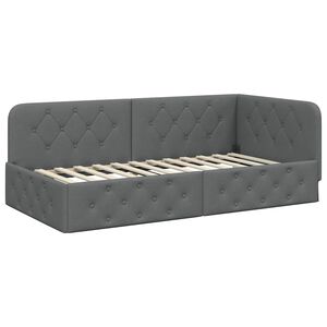 vidaXL إطار سرير ركني رمادي داكن 90 x 200 cm قماش