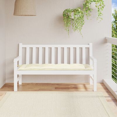 vidaXL وسادة مقعد حديقة أبيض كريمي 150×50×7 سم قماش