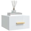 vidaXL خزانة جانب السرير مثبتة على الحائط أبيض لامع جداً 20x35x35 سم