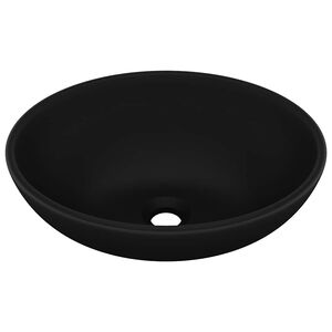 vidaXL حوض فاخر بيضاوي الشكل أسود غير لامع 40&times;33 سم سيراميك
