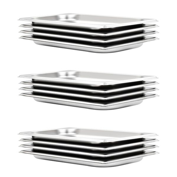 vidaXL أوعية غاسترونورم 12 ق 20 ملم GN 1/3 إستانلس ستيل