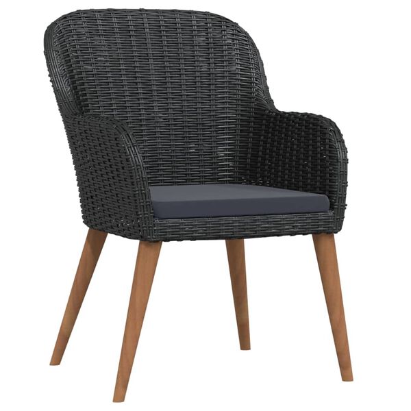 vidaXL عدد 7 قطع طقم سفرة حديقة مع وسائد أسود