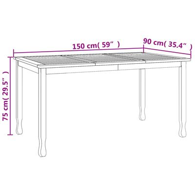 vidaXL طاولة طعام حديقة 75x90x150 سم خشب ساج صلب