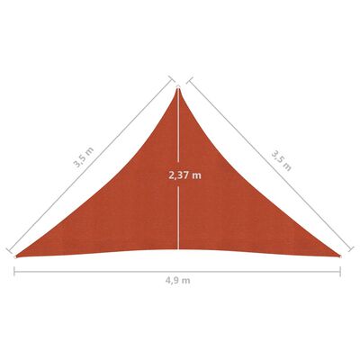 vidaXL مظلة شراعية 160 جم/م² قرميدي 3.5×3.5×4.9 م HDPE