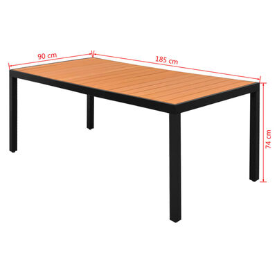 vidaXL طاولة حديقة بني 185×90×74 سم ألومنيوم و WPC