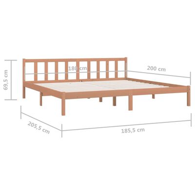 vidaXL إطار سرير خشب صنوبر صلب بني عسلي 180×200 سم 6FT سوبر كينج