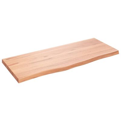vidaXL سطح طاولة كاونتر حمام بني فاتح 100*40*(2-4) سم خشب صلب معالج