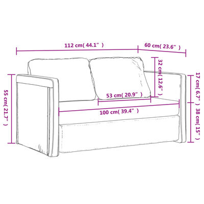 vidaXL سرير أريكة أرضي 2 في 1 لون كريمي 55x174x112 سم قماش