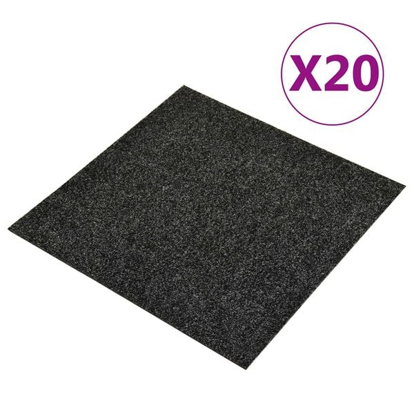 vidaXL سجادة 20 pcs أسود 50 &times; 50 &times; 0.5 سم بيتومين