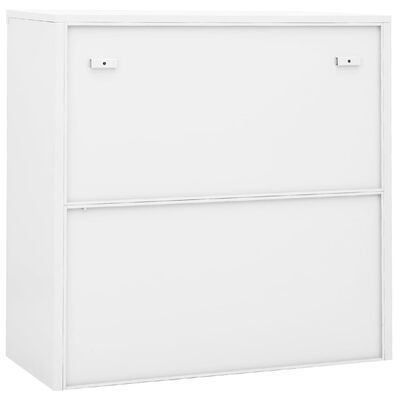 vidaXL خزانة مكتب مع باب منزلق أبيض 90×40×90 سم فولاذ
