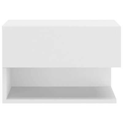 vidaXL خزانات جانب السرير جدارية 2 ق أبيض