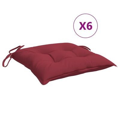 vidaXL وسائد كرسي 6 ق أحمر خمري 40×40×7 سم