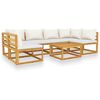 3057653 vidaXL 7 Piece Garden Lounge Set with Cushion Cream Solid Acacia Wood (2x311857+311859+311863) - Untranslated