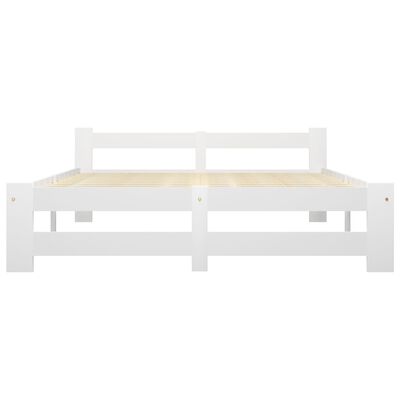 vidaXL إطار سرير أبيض خشب صنوبر صلب 180×200 سم