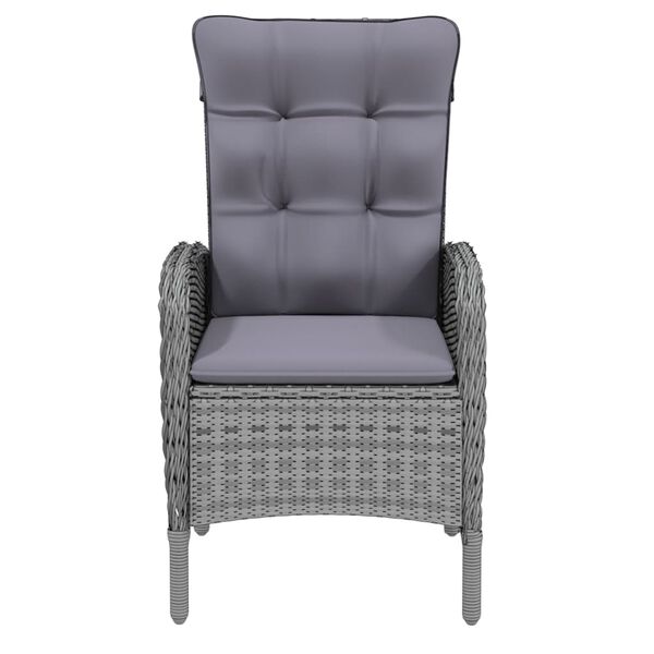 vidaXL طقم سفرة حديقة 9 قطع بولي روطان رمادي