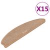 vidaXL سجادات درج، 15 قطعة، 65x21x4 سم، بني فاتح، نصف دائري كبير