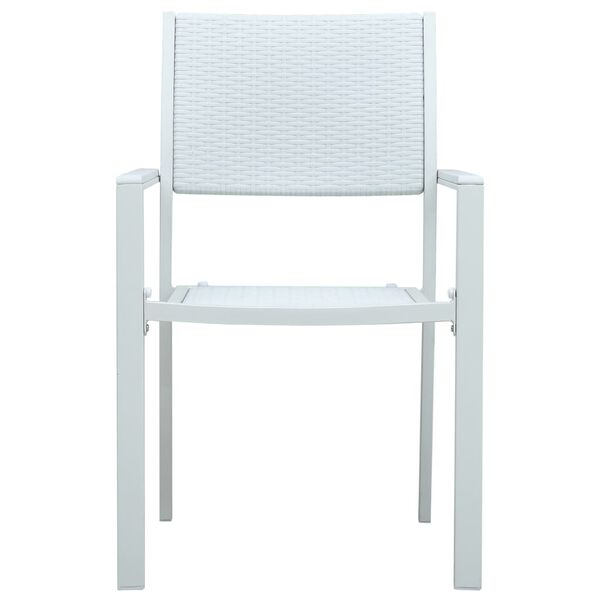 vidaXL كراسي حديقة 4 ق أبيض بلاستيك مظهر روطان